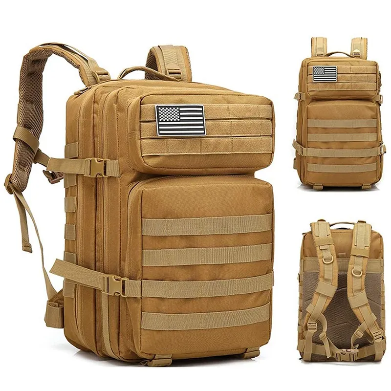 Large 45L Military Tactical Army 3-Day Assault Backpack with Multiple Compartments