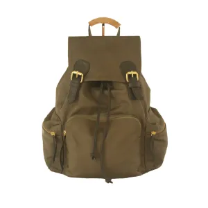 Large Rucksack Backpack Genuine Leather, Khaki Green