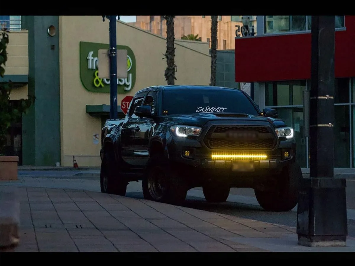LASFIT 32 inch Amber LED Light Bar, 8650LM/2000K Slim Row Light, Spot Flood Combo LED Bar, Yellow Off Road Driving Lights for Truck, Pickup, SUV, ATV, Marine