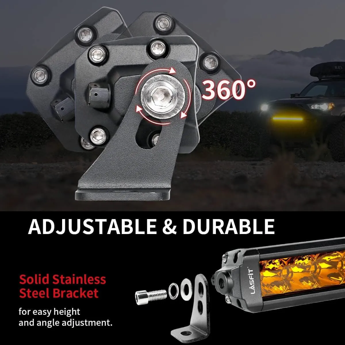 LASFIT 32 inch Amber LED Light Bar, 8650LM/2000K Slim Row Light, Spot Flood Combo LED Bar, Yellow Off Road Driving Lights for Truck, Pickup, SUV, ATV, Marine