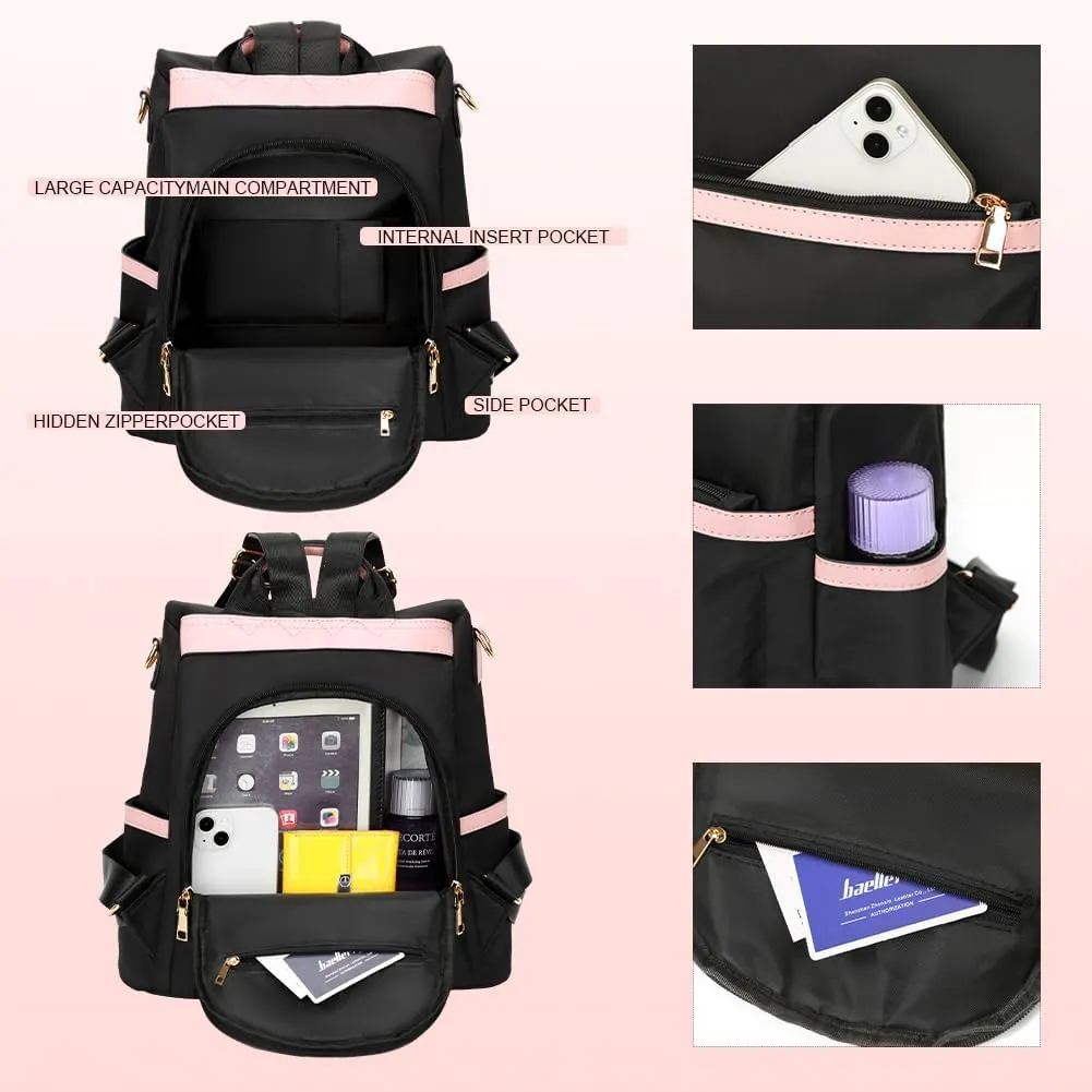 Leathario Women Backpack Purse Anti-Theft Nylon Small Casual Daypack Handbag Shoulder Mini Bookbag for College Travel Work