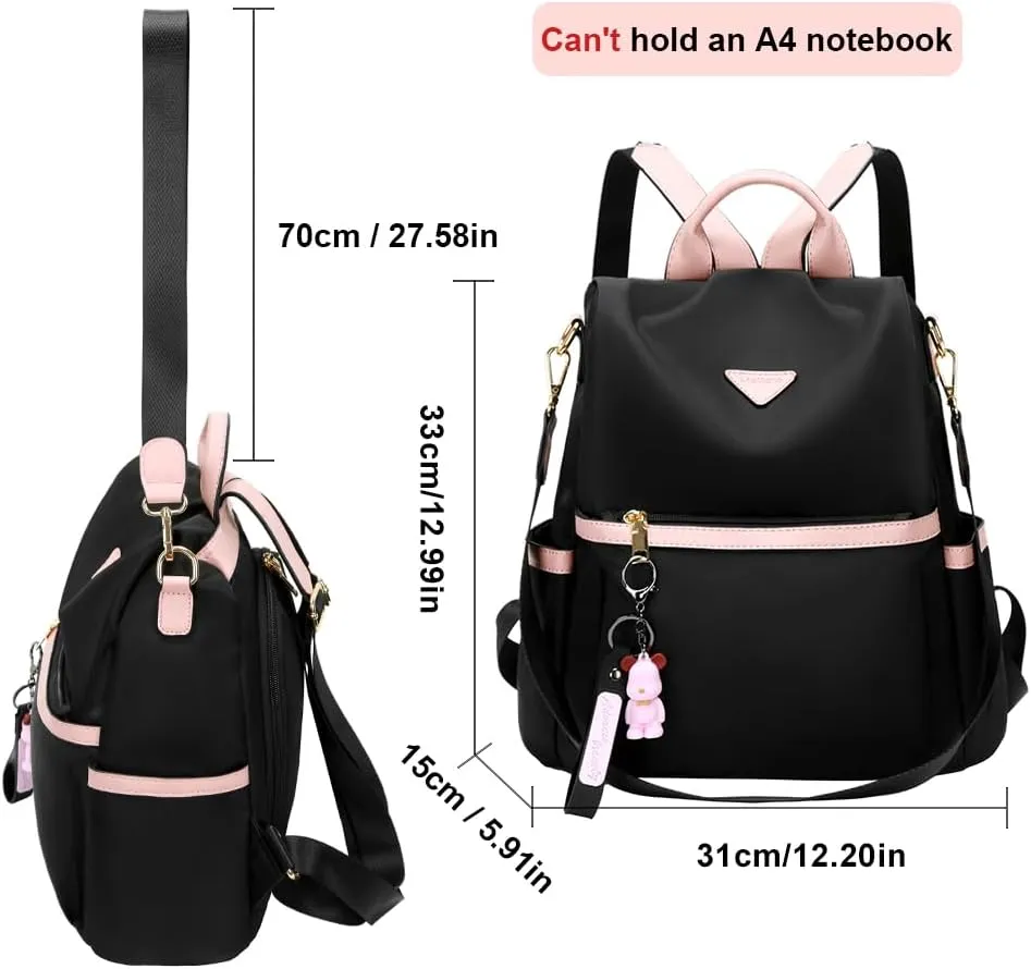 Leathario Women Backpack Purse Anti-Theft Nylon Small Casual Daypack Handbag Shoulder Mini Bookbag for College Travel Work