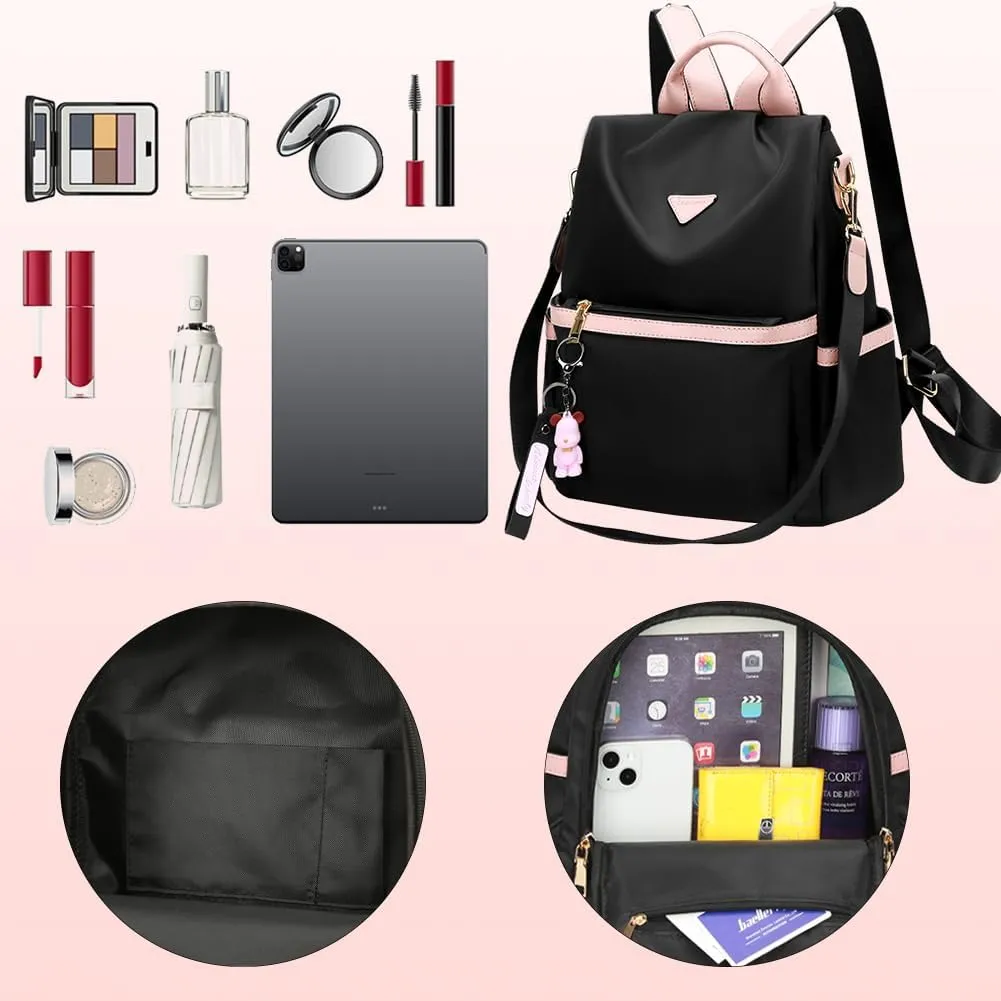 Leathario Women Backpack Purse Anti-Theft Nylon Small Casual Daypack Handbag Shoulder Mini Bookbag for College Travel Work