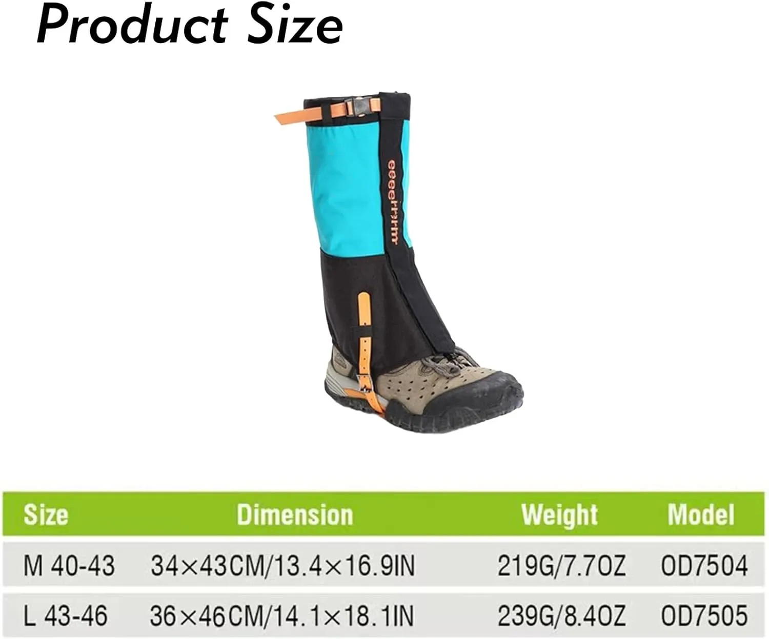 Leg Gaiters,Outdoor Gaiters,Snow Hiking Climbing Gaiters,Waterproof Adjustable Size Gaiters,Suitable for Men and Women (1 Pair)