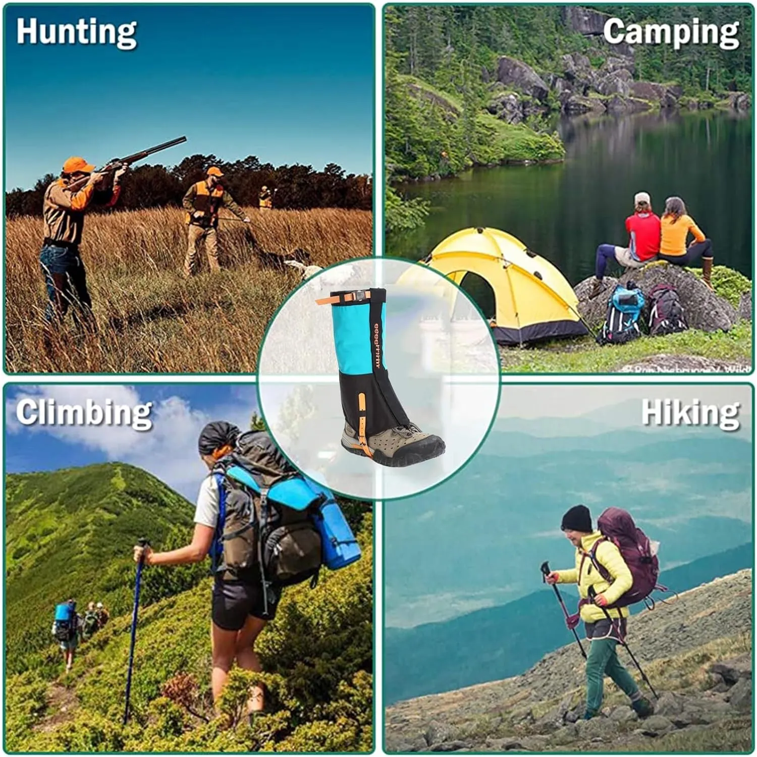 Leg Gaiters,Outdoor Gaiters,Snow Hiking Climbing Gaiters,Waterproof Adjustable Size Gaiters,Suitable for Men and Women (1 Pair)