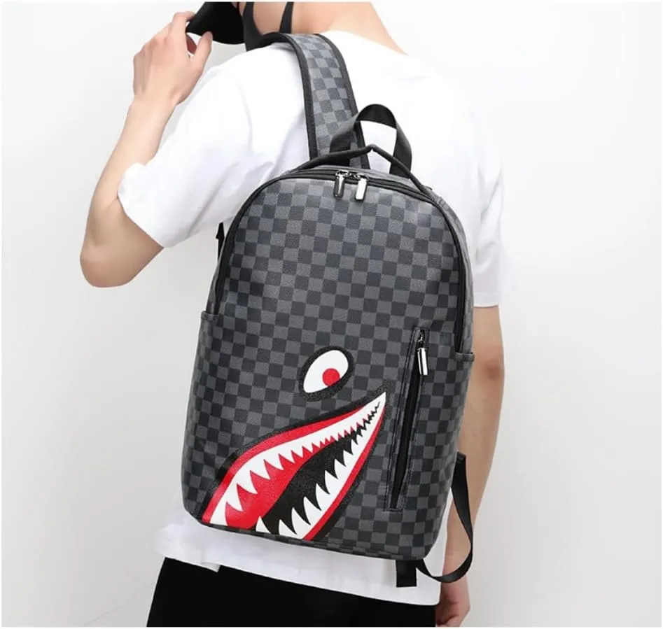 Leisure Shark Backpack Business Large Capacity Men's Campus Outward Travel Bag (D2,Large)