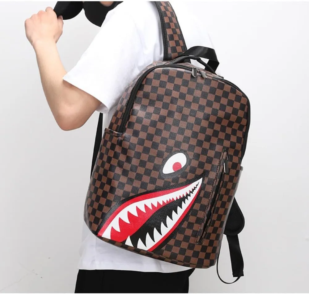Leisure Shark Backpack Business Large Capacity Men's Campus Outward Travel Bag (D2,Large)