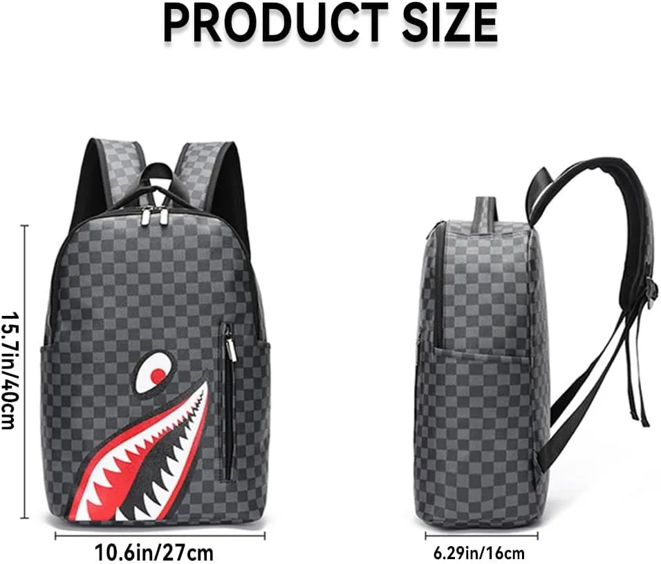 Leisure Shark Backpack Business Large Capacity Men's Campus Outward Travel Bag (D2,Large)