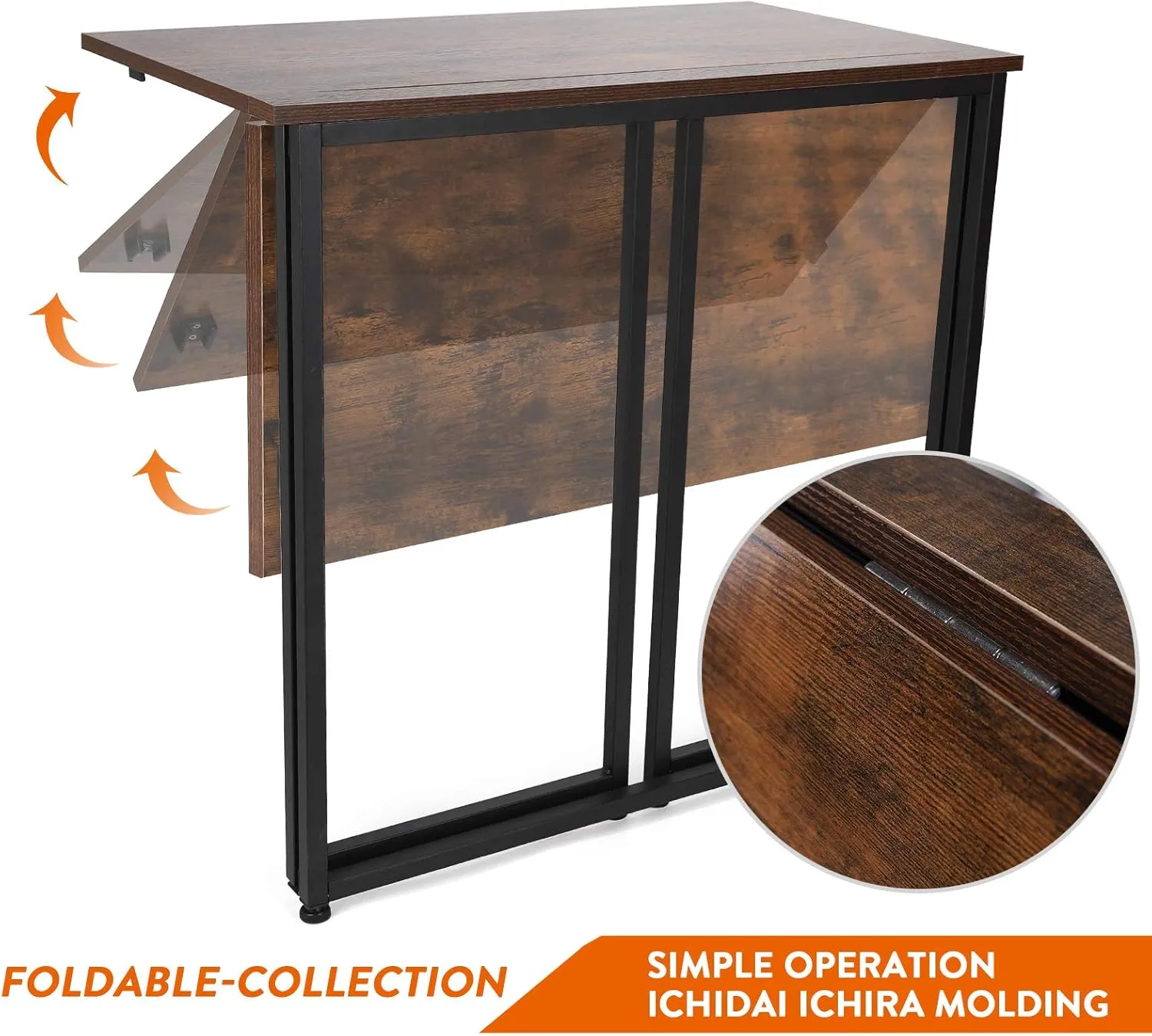 Leopard Outdoor Products Folding Computer Desk for Small Spaces, Space-Saving Home Office, Foldable Laptop Table, Writing Desk, Compact Study Reading Table (Rustic Brown)