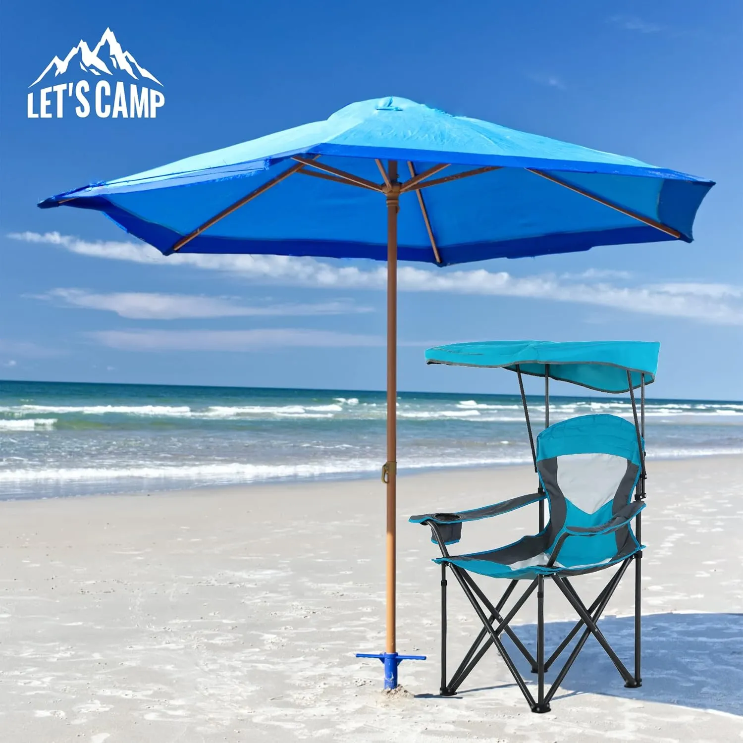 LET'S CAMP Camp Chair with Shade Canopy Folding Camping Chair with Cup Holder and Carry Bag for Outdoor Camping Hiking Beach, Heavy Duty 350 LBS,2 Pack