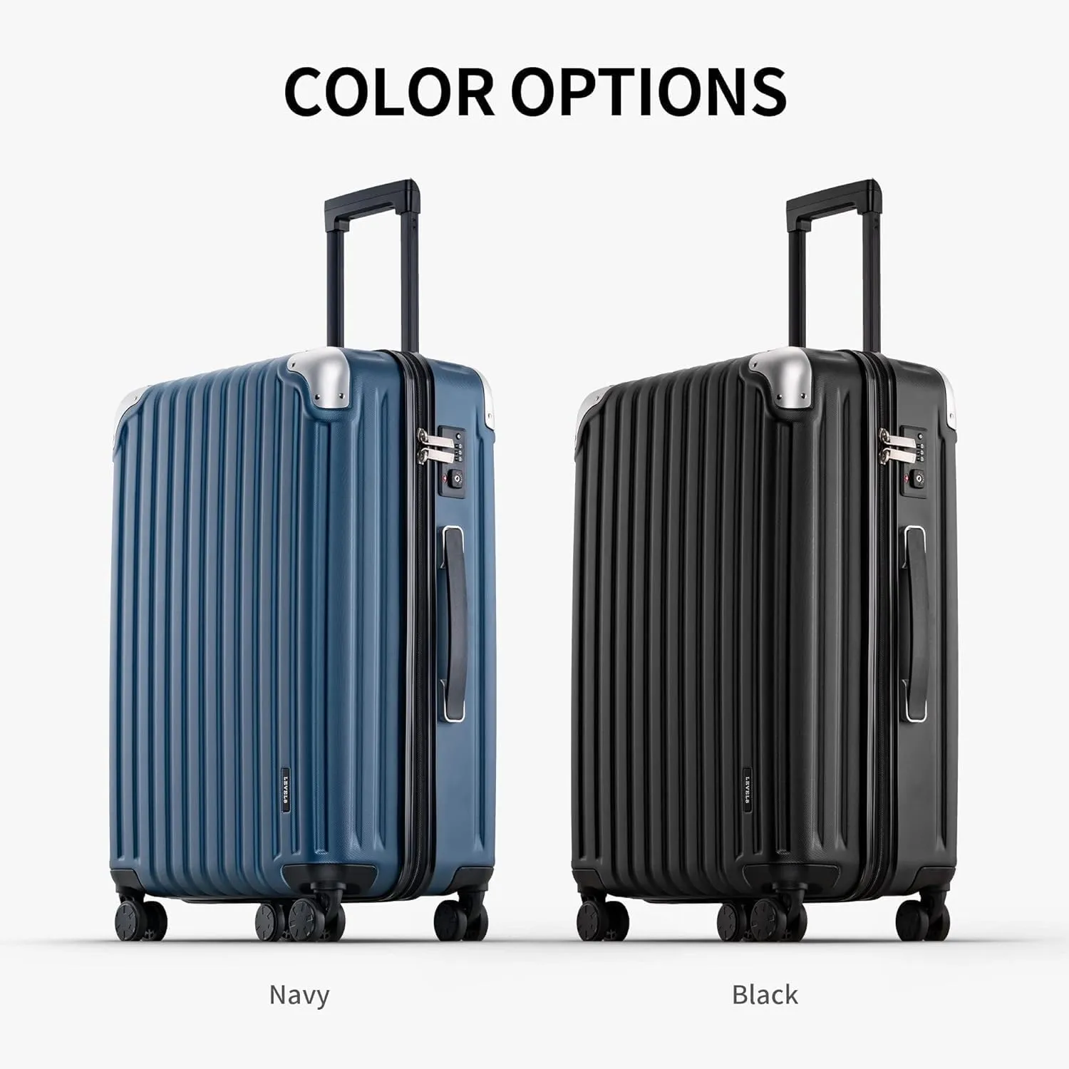 LEVEL8 Grace Luggage, 28 Inch Hardside Suitcase, Abs Pc Harshell Spinner Luggage with Tsa Lock, Spinner Wheels, Blue, 28 Inch