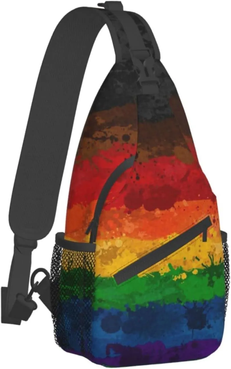 LGBT Pride Flag Sling Backpack,Casual Crossbody Shoulder Backpack Adjustable Sling Bag Chest Daypack for Men Women