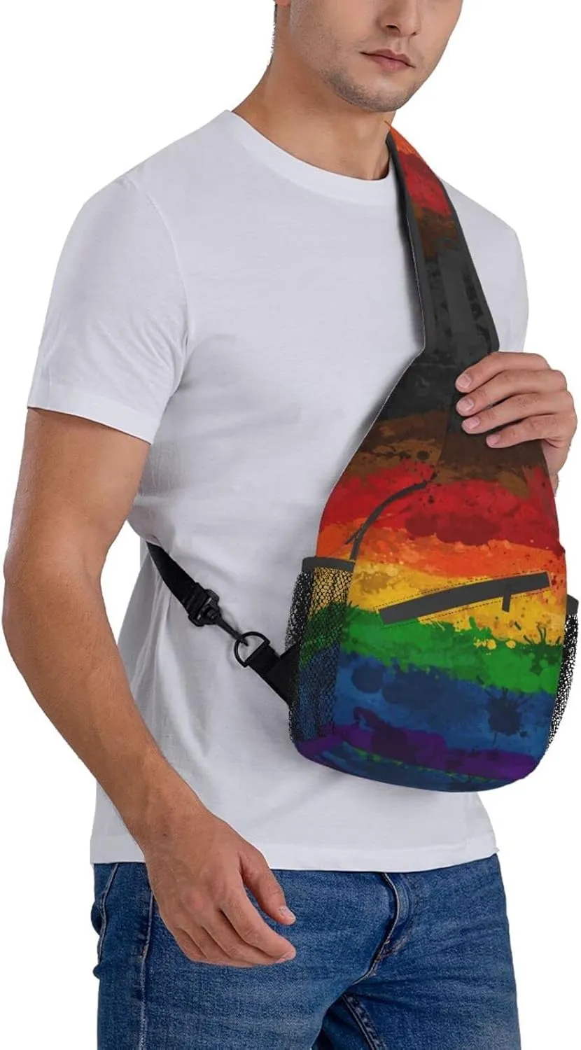 LGBT Pride Flag Sling Backpack,Casual Crossbody Shoulder Backpack Adjustable Sling Bag Chest Daypack for Men Women