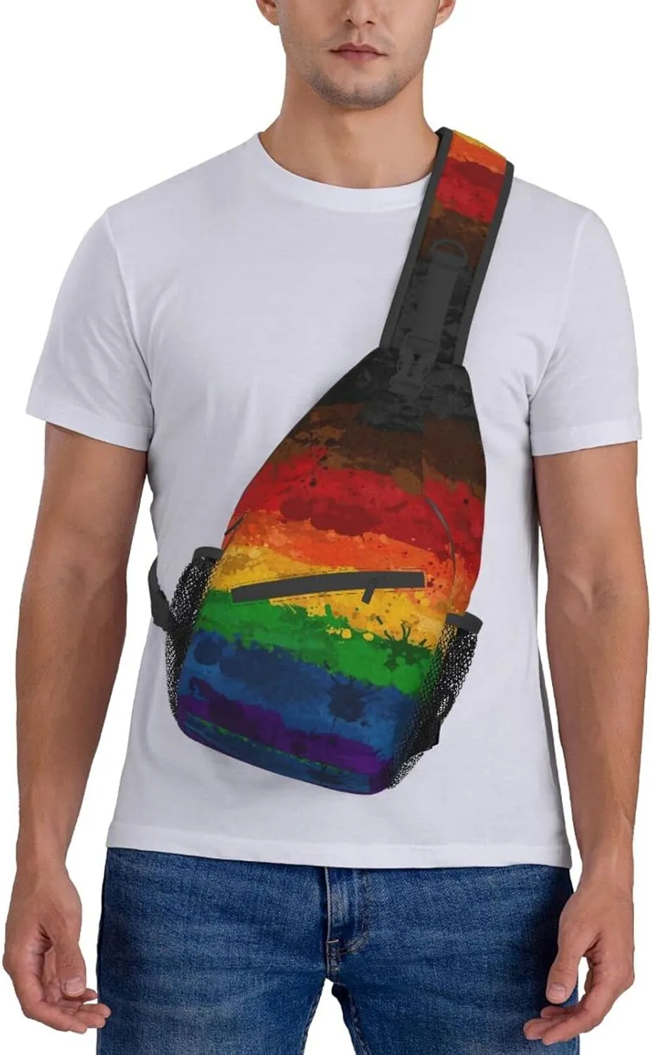 LGBT Pride Flag Sling Backpack,Casual Crossbody Shoulder Backpack Adjustable Sling Bag Chest Daypack for Men Women