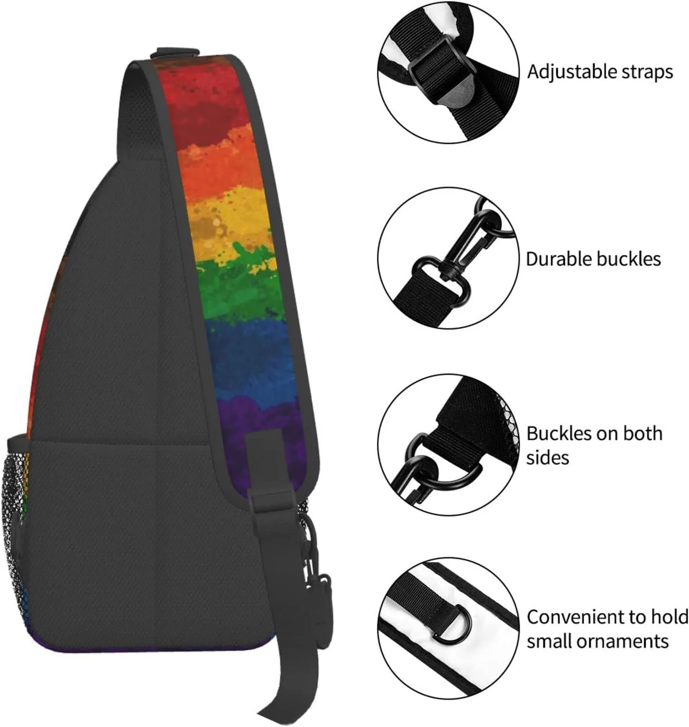LGBT Pride Flag Sling Backpack,Casual Crossbody Shoulder Backpack Adjustable Sling Bag Chest Daypack for Men Women