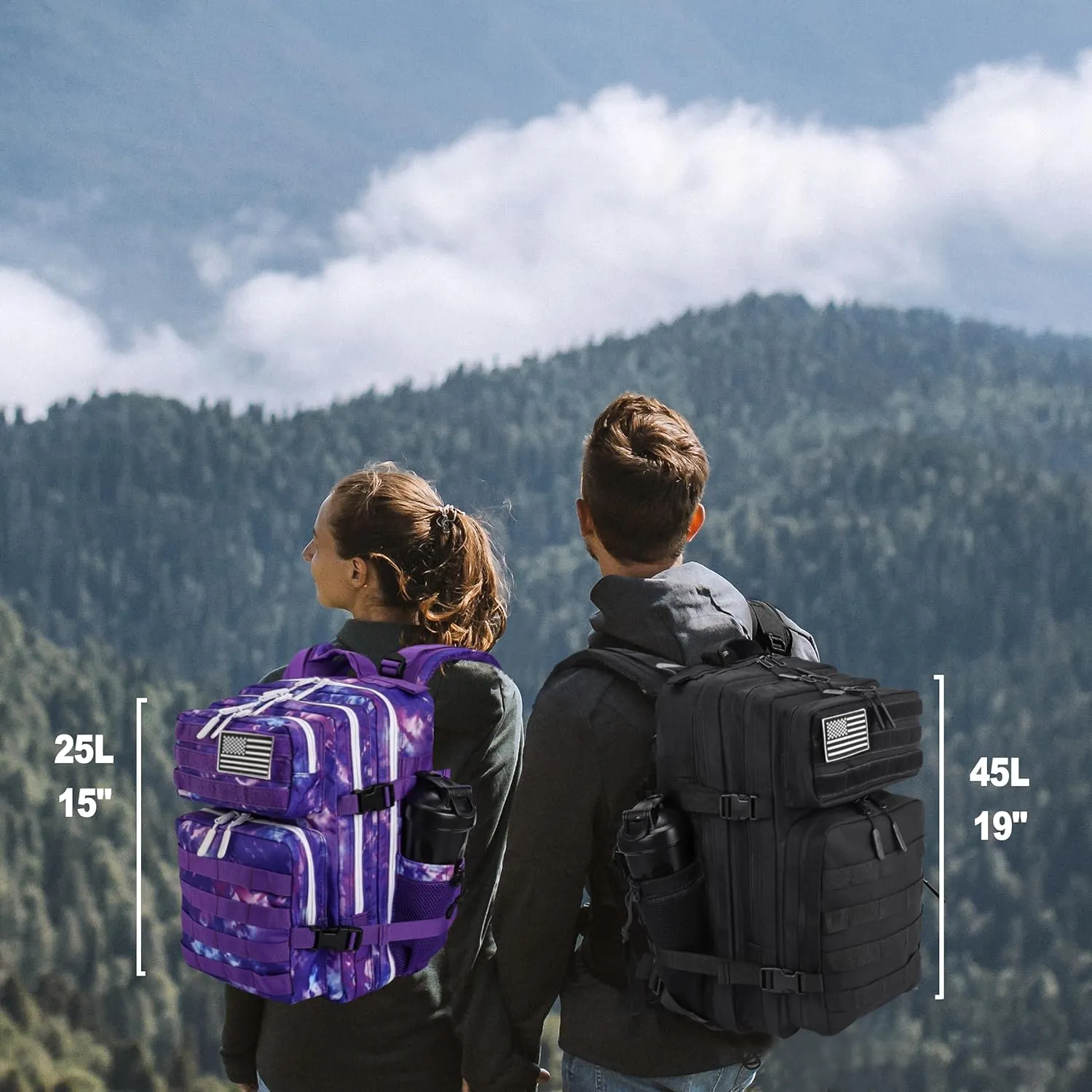 LHI Tactical Military Backpack for Men and Women 25L/35L Army Assault Pack Bag Small Rucksack with Bottle Holder