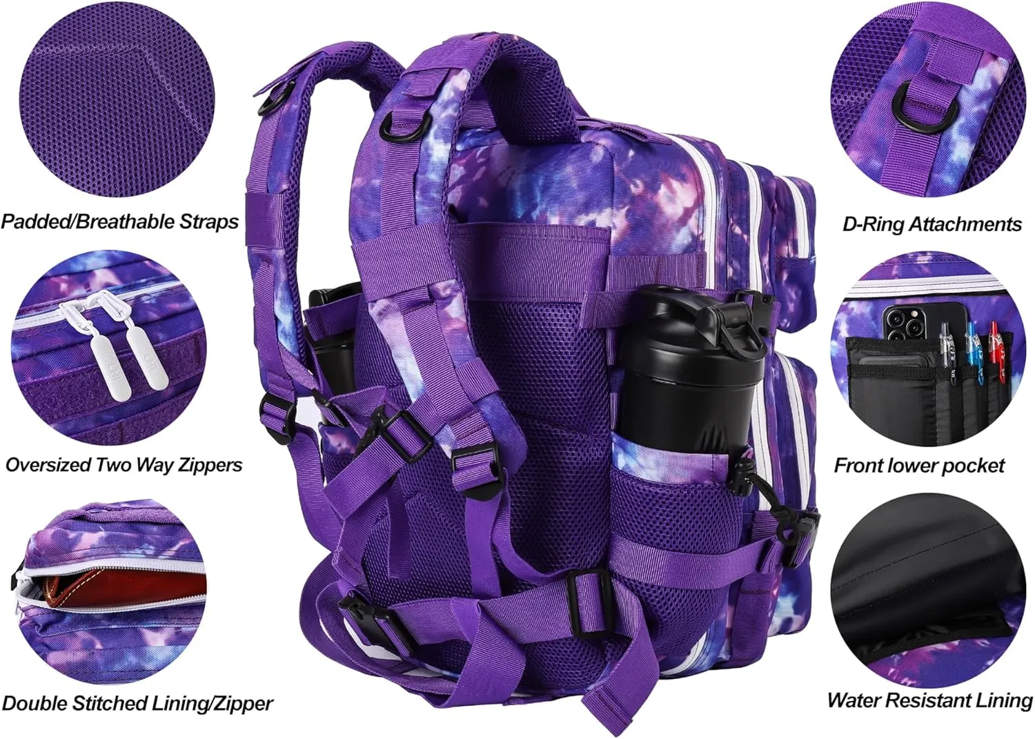 LHI Tactical Military Backpack for Men and Women 25L/35L Army Assault Pack Bag Small Rucksack with Bottle Holder