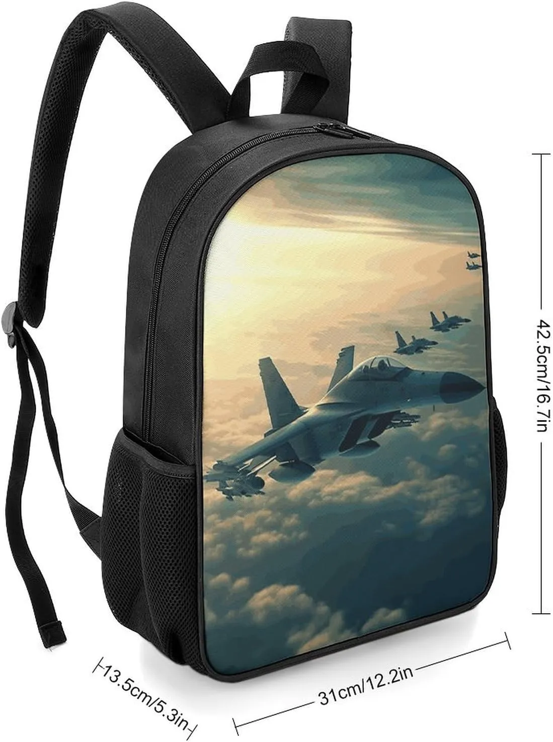 Lightweight Backpacks Cute Travel Bag Durable Aircraft Fighter Jets Printing Small Travel Backpack For Women & Men
