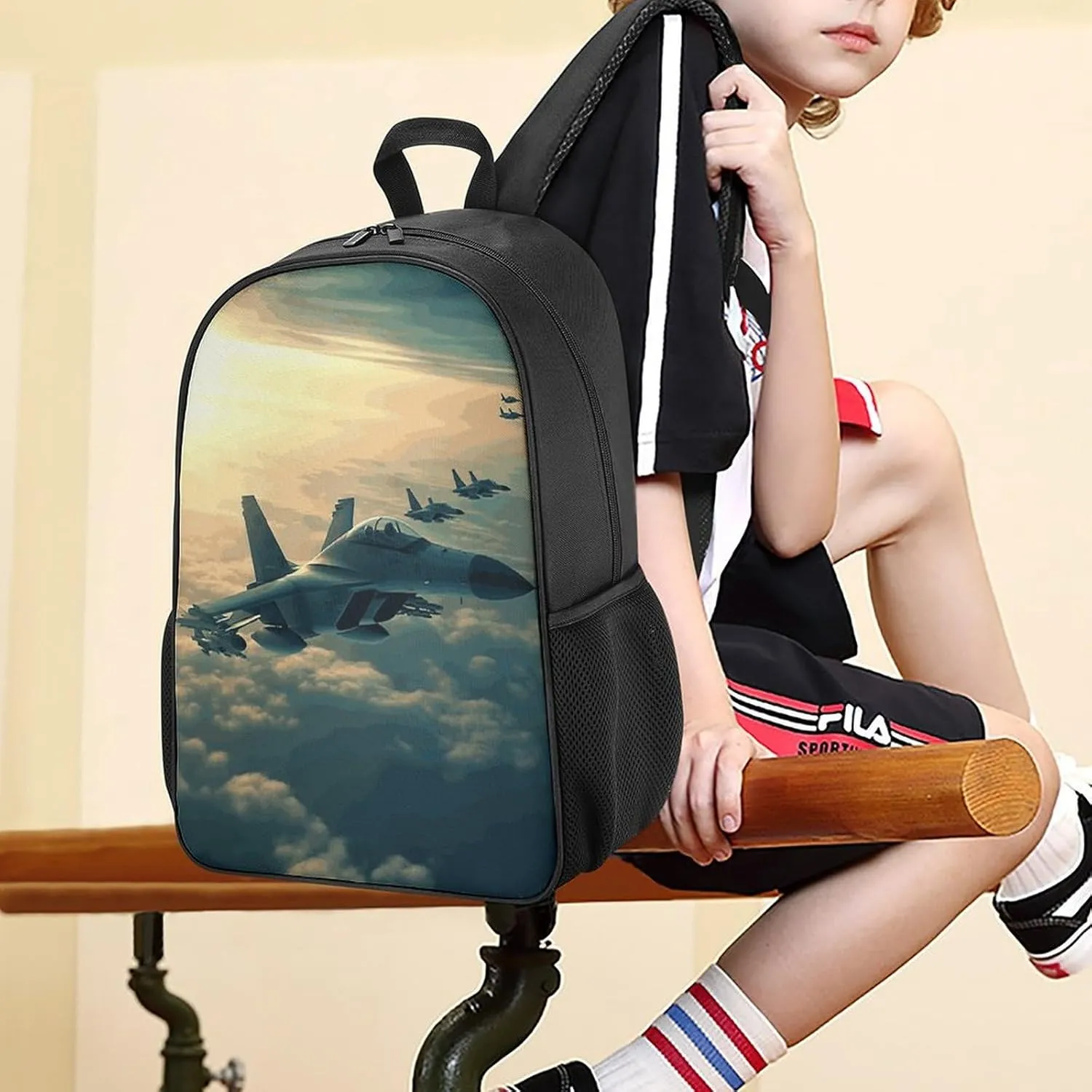 Lightweight Backpacks Cute Travel Bag Durable Aircraft Fighter Jets Printing Small Travel Backpack For Women & Men