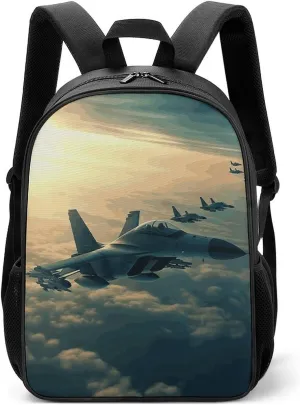 Lightweight Backpacks Cute Travel Bag Durable Aircraft Fighter Jets Printing Small Travel Backpack For Women & Men