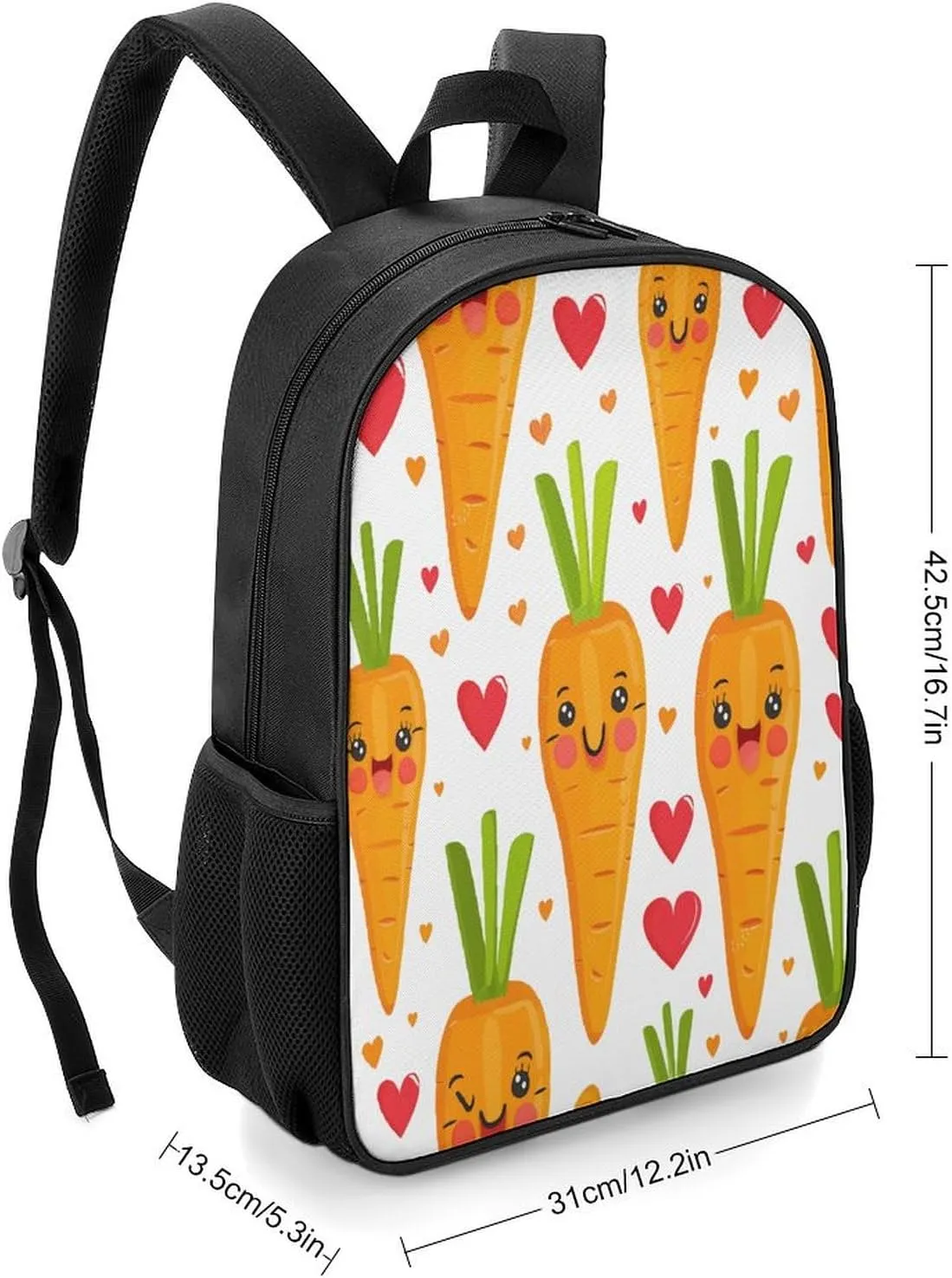 Lightweight Backpacks Cute Travel Bag Durable Carrot in Cartoon Style Printing Small Travel Backpack For Women & Men