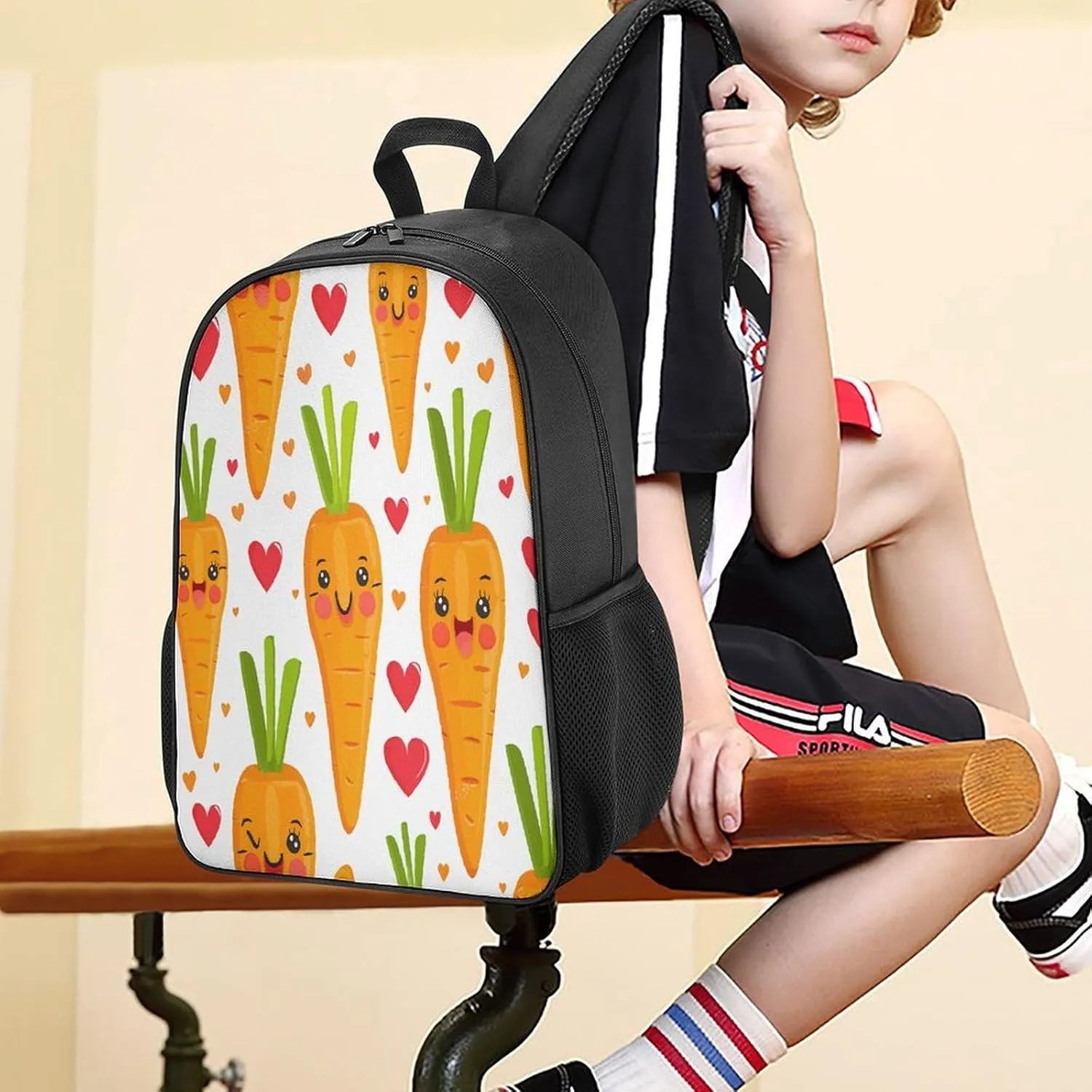 Lightweight Backpacks Cute Travel Bag Durable Carrot in Cartoon Style Printing Small Travel Backpack For Women & Men