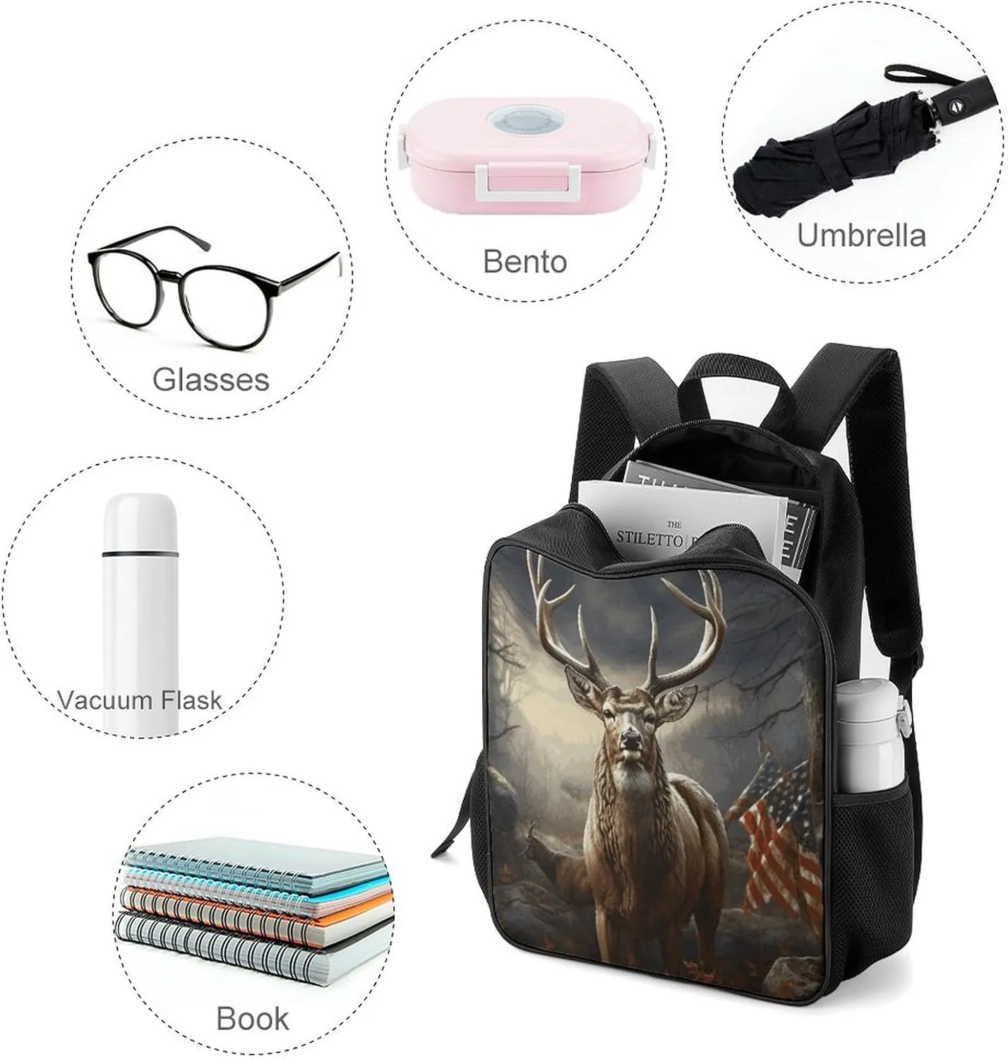 Lightweight Backpacks Cute Travel Bag Durable Deer Hunting Season Printing Small Travel Backpack For Women & Men