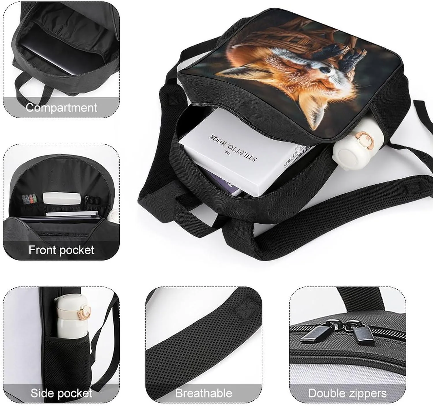 Lightweight Backpacks Cute Travel Bag Durable Funny Creature Sleeping Printing Small Travel Backpack For Women & Men