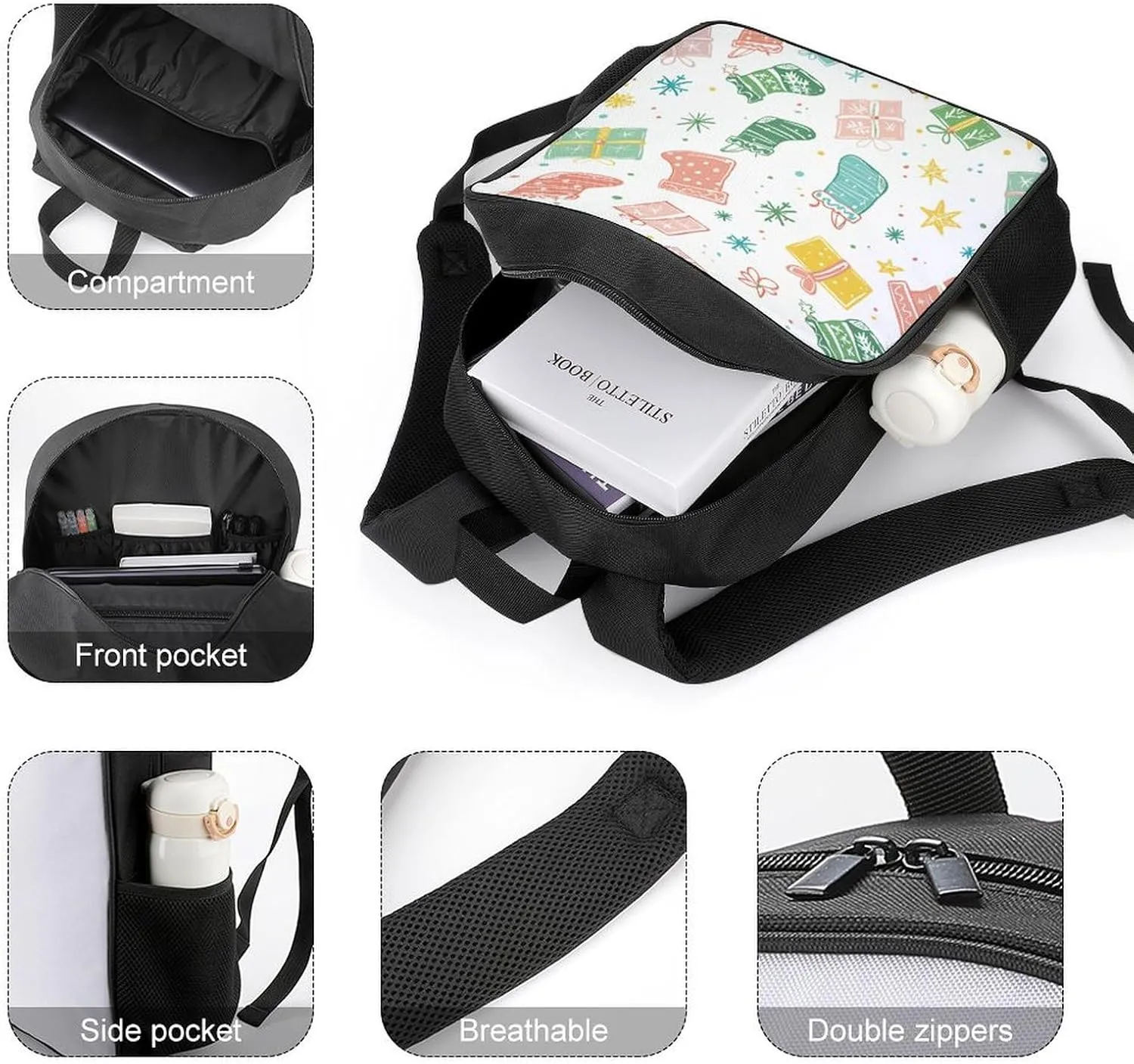 Lightweight Backpacks Cute Travel Bag Durable Gifts And Socks Printing Small Travel Backpack For Women & Men