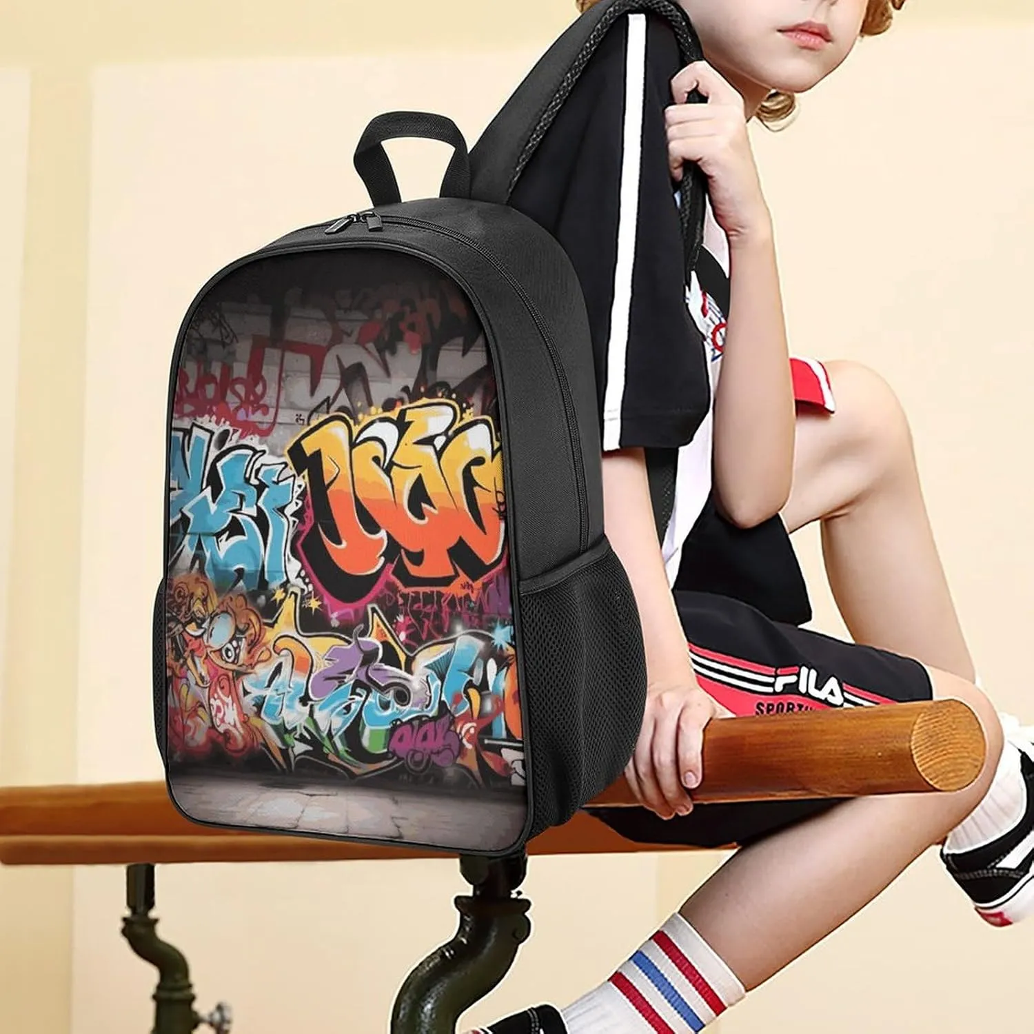 Lightweight Backpacks Cute Travel Bag Durable Graffiti Hip Hop Printing Small Travel Backpack For Women & Men