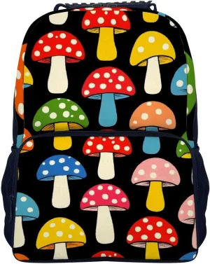 Lightweight Daypack Bookbag for Trekking Business Walking Cycling - Big Capacity Anti-Theft Multipurpose Carry On Bag, Cute Mushrooms Ladies Funny Mushroom Business Computer Bag