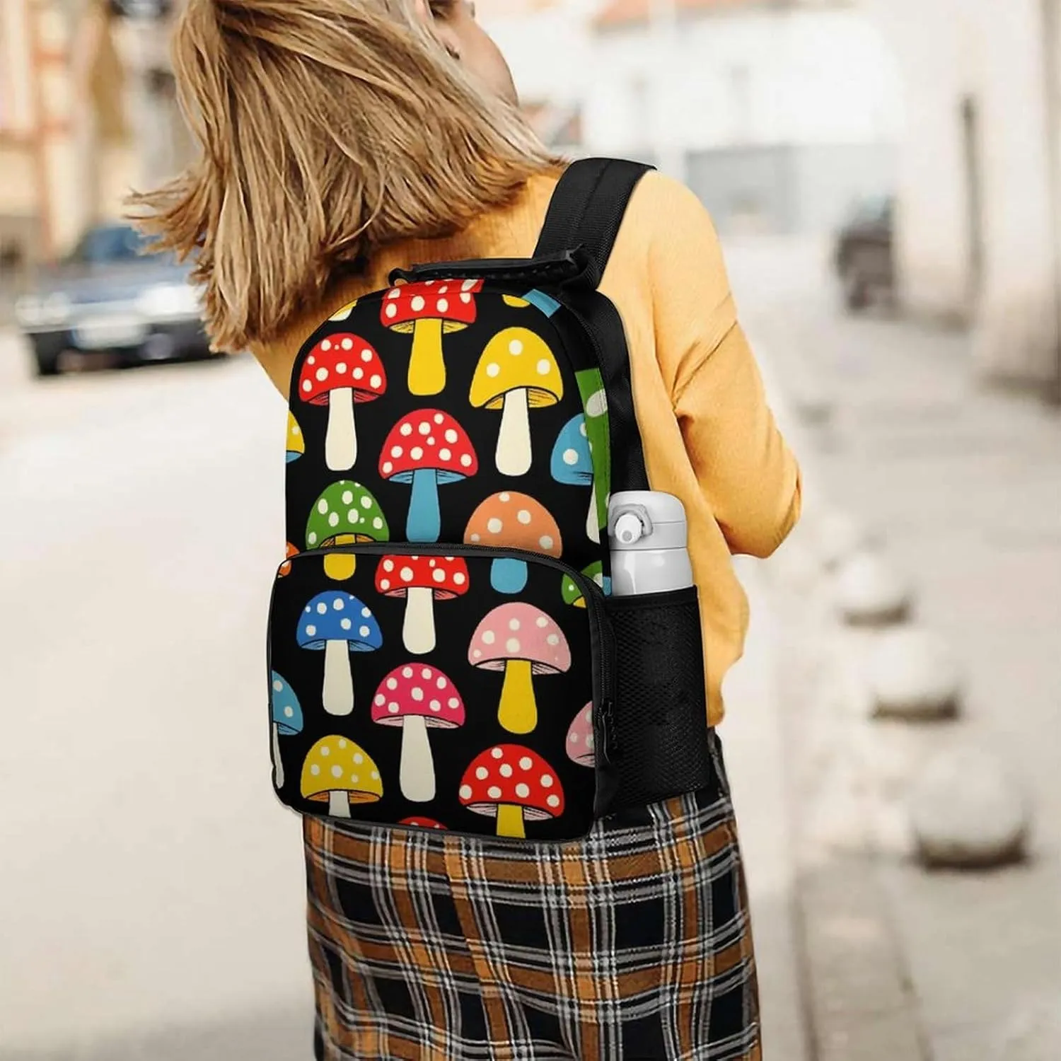 Lightweight Daypack Bookbag for Trekking Business Walking Cycling - Big Capacity Anti-Theft Multipurpose Carry On Bag, Cute Mushrooms Ladies Funny Mushroom Business Computer Bag