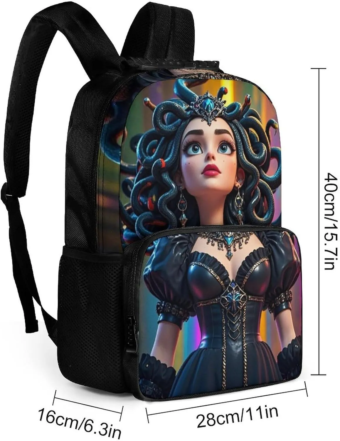 Lightweight Daypack Bookbag for Trekking Business Walking Cycling - Big Capacity Anti-Theft Multipurpose Carry On Bag, Greek Goddess Woman Medusa Women Snake Psychedelic Art Business Computer Bag