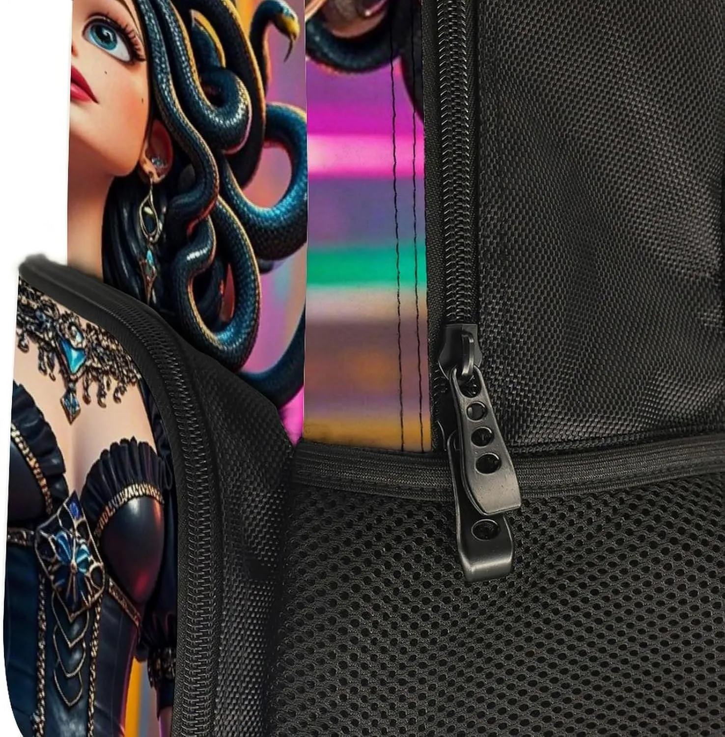 Lightweight Daypack Bookbag for Trekking Business Walking Cycling - Big Capacity Anti-Theft Multipurpose Carry On Bag, Greek Goddess Woman Medusa Women Snake Psychedelic Art Business Computer Bag