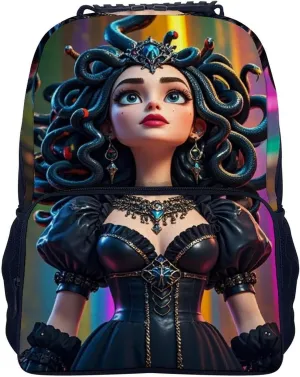 Lightweight Daypack Bookbag for Trekking Business Walking Cycling - Big Capacity Anti-Theft Multipurpose Carry On Bag, Greek Goddess Woman Medusa Women Snake Psychedelic Art Business Computer Bag