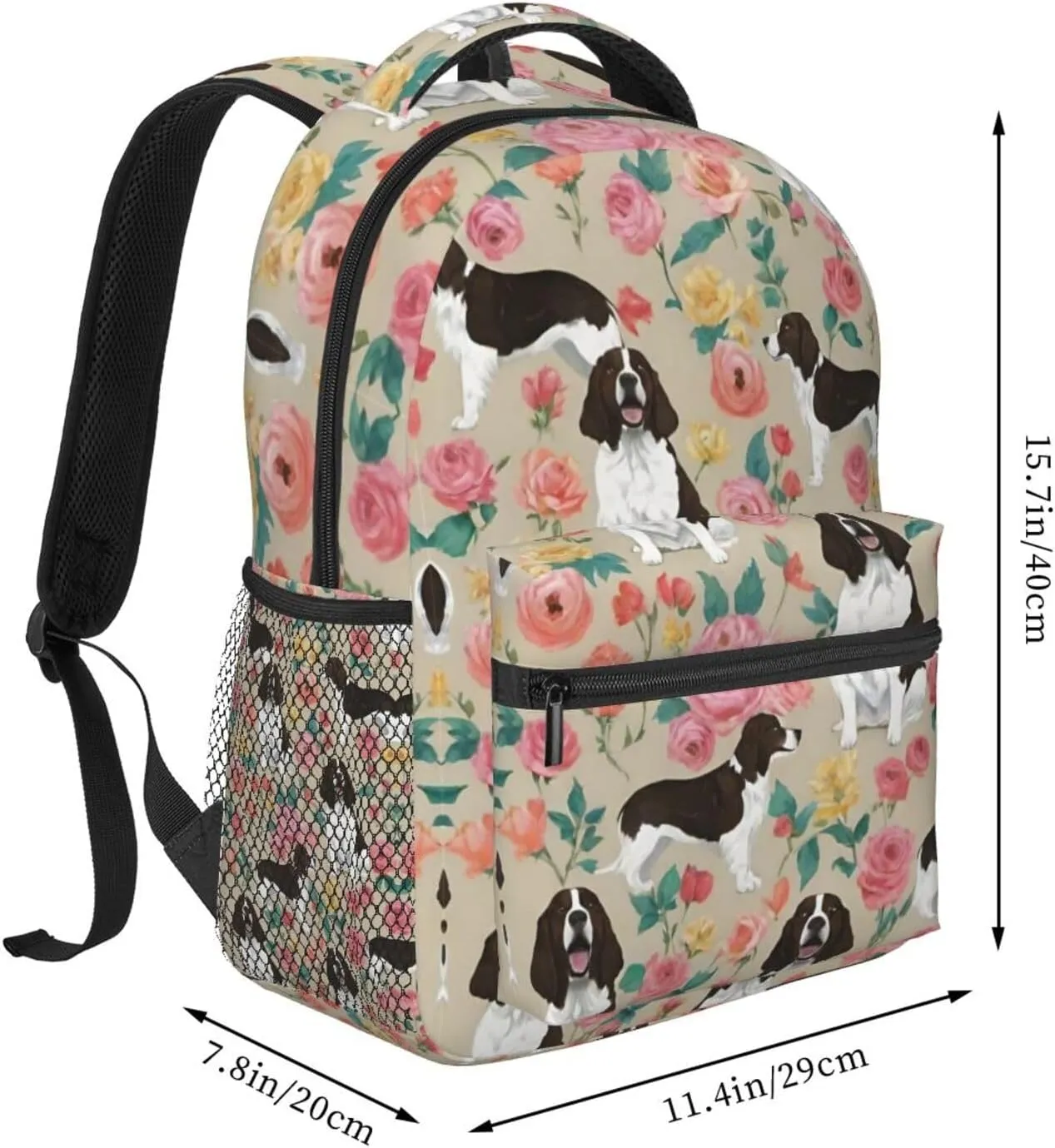 Lightweight Daypack for Camping Business Walking Cycling - Large Capacity Anti-Theft Multipurpose Bookbag, English Springer Spaniel Dog Art Gym Outdoor Hiking Backpack