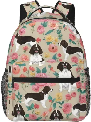 Lightweight Daypack for Camping Business Walking Cycling - Large Capacity Anti-Theft Multipurpose Bookbag, English Springer Spaniel Dog Art Gym Outdoor Hiking Backpack