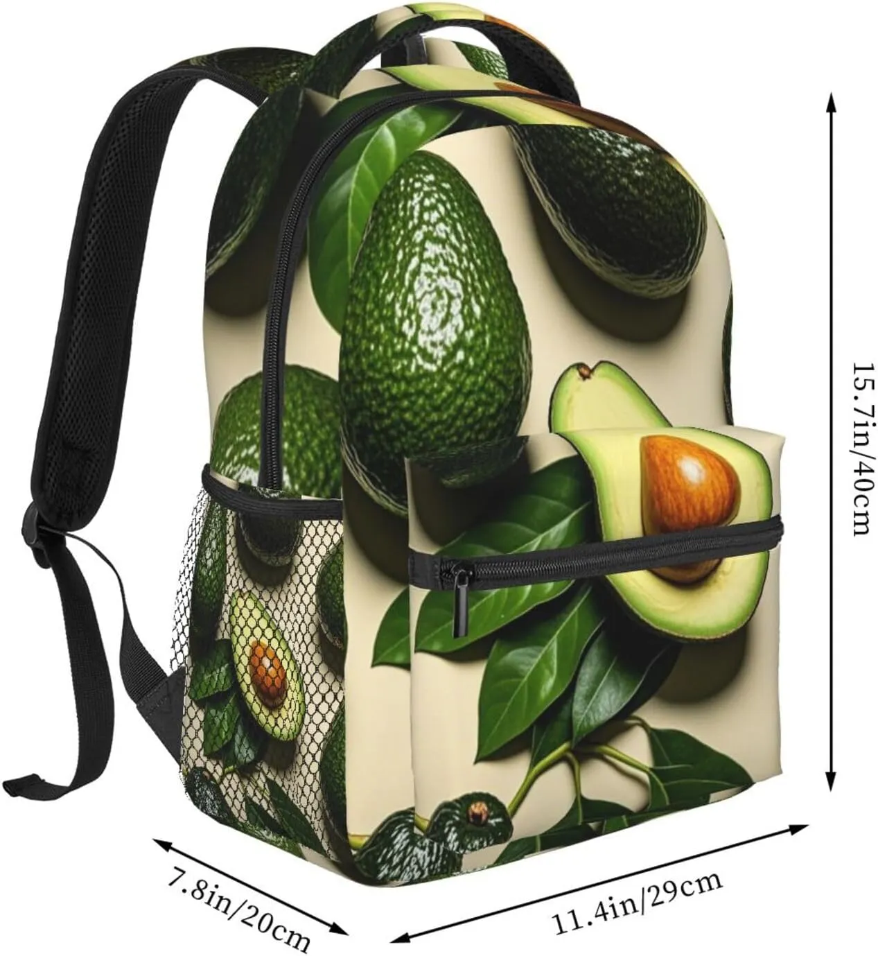 Lightweight Daypack for Camping Business Walking Cycling - Large Capacity Anti-Theft Multipurpose Bookbag, Green Avocado Art Gym Outdoor Hiking Backpack