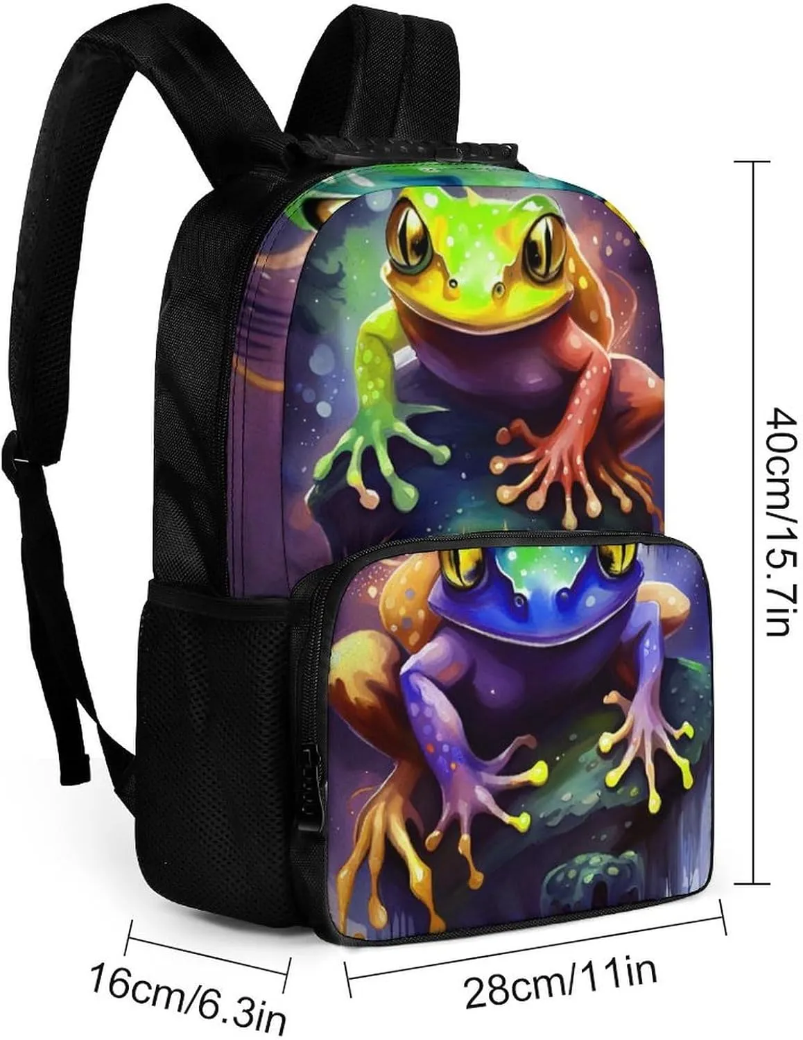 Lightweight Daypack for Camping Business Walking Cycling - Large Capacity Anti-Theft Multipurpose Bookbag, Watercolor Frogs Art Gym Outdoor Hiking Backpack