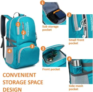 Lightweight Packable Foldable Small Portable 40L Backpack, Travel Trip Camping Hiking Outdoor Sports Backpack City Walking Daypack (Green)