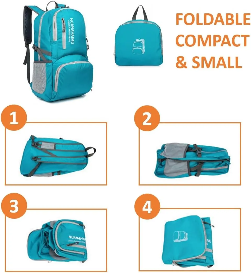 Lightweight Packable Foldable Small Portable 40L Backpack, Travel Trip Camping Hiking Outdoor Sports Backpack City Walking Daypack (Green)