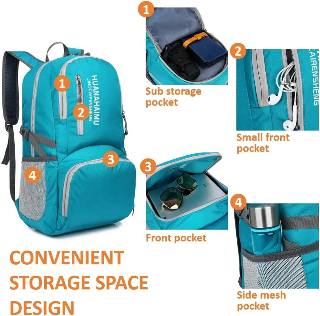 Lightweight Packable Foldable Small Portable 40L Backpack, Travel Trip Camping Hiking Outdoor Sports Backpack City Walking Daypack (Green)