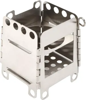 Lightweight Portable Wood Burning Camping Stove, Stainless Steel Folding Stove for Hiking, Outdoor Activities with Efficient Airflow System