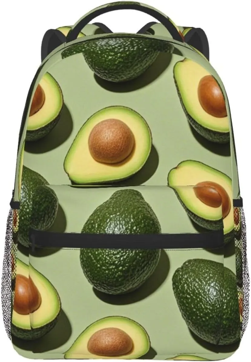 Lightweight Rucksack for Sports Travel Running - Big Capacity Multipurpose Anti-Theft Bookbag, Green Avocado Art Travel and Sport Backpack Rucksack