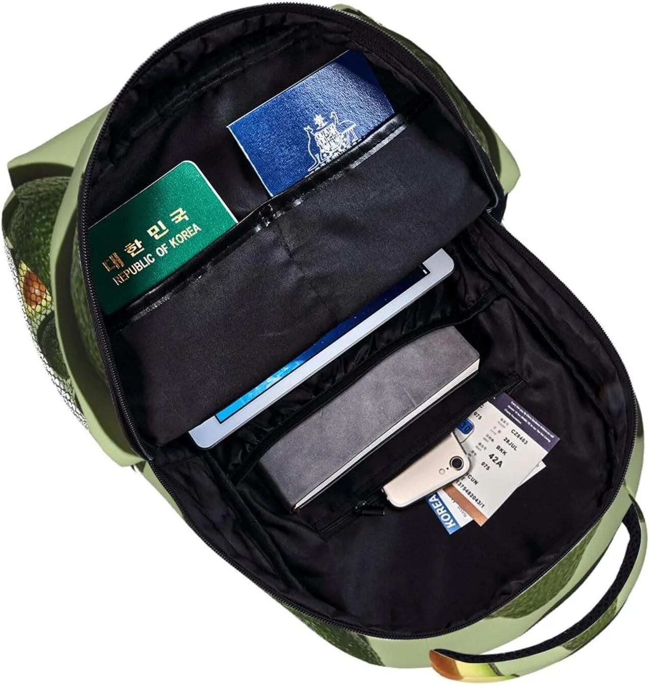 Lightweight Rucksack for Sports Travel Running - Big Capacity Multipurpose Anti-Theft Bookbag, Green Avocado Art Travel and Sport Backpack Rucksack
