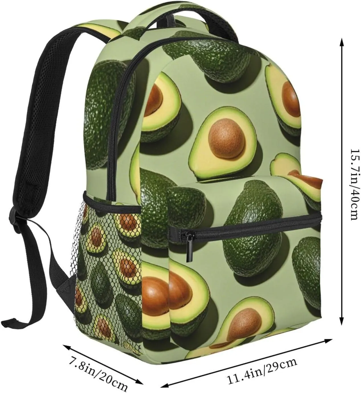 Lightweight Rucksack for Sports Travel Running - Big Capacity Multipurpose Anti-Theft Bookbag, Green Avocado Art Travel and Sport Backpack Rucksack