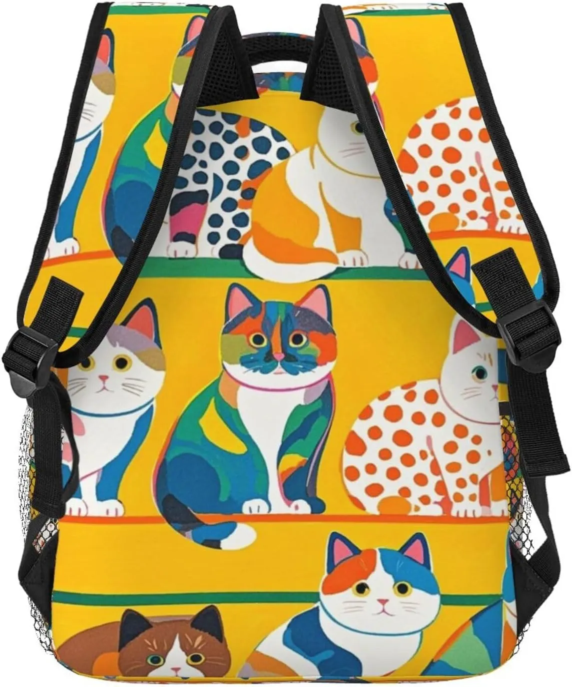 Lightweight Rucksacks for Camping Picnic Walking Cycling - Large Capacity Multipurpose Anti-Theft Carry On Bag, Cartoon Cat Art Travel Hiking & Camping Rucksack