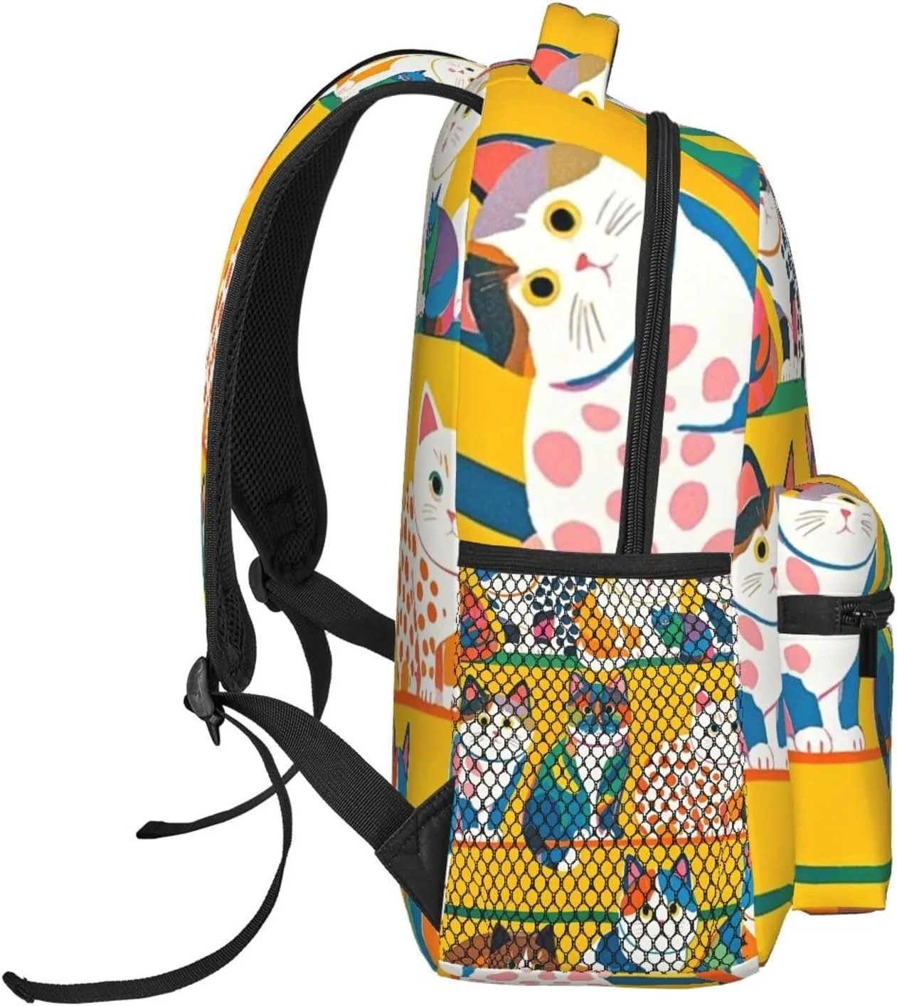 Lightweight Rucksacks for Camping Picnic Walking Cycling - Large Capacity Multipurpose Anti-Theft Carry On Bag, Cartoon Cat Art Travel Hiking & Camping Rucksack