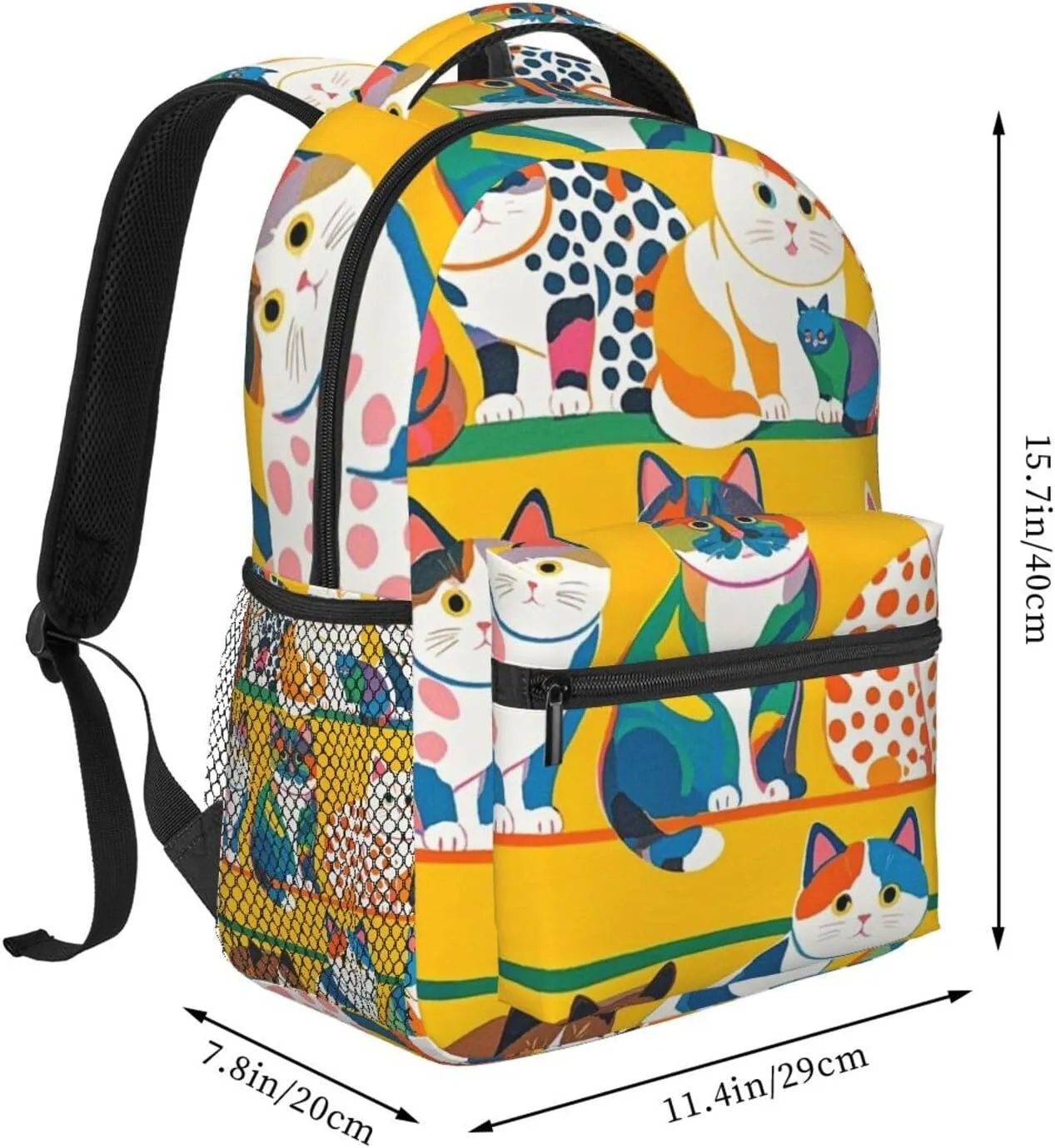 Lightweight Rucksacks for Camping Picnic Walking Cycling - Large Capacity Multipurpose Anti-Theft Carry On Bag, Cartoon Cat Art Travel Hiking & Camping Rucksack