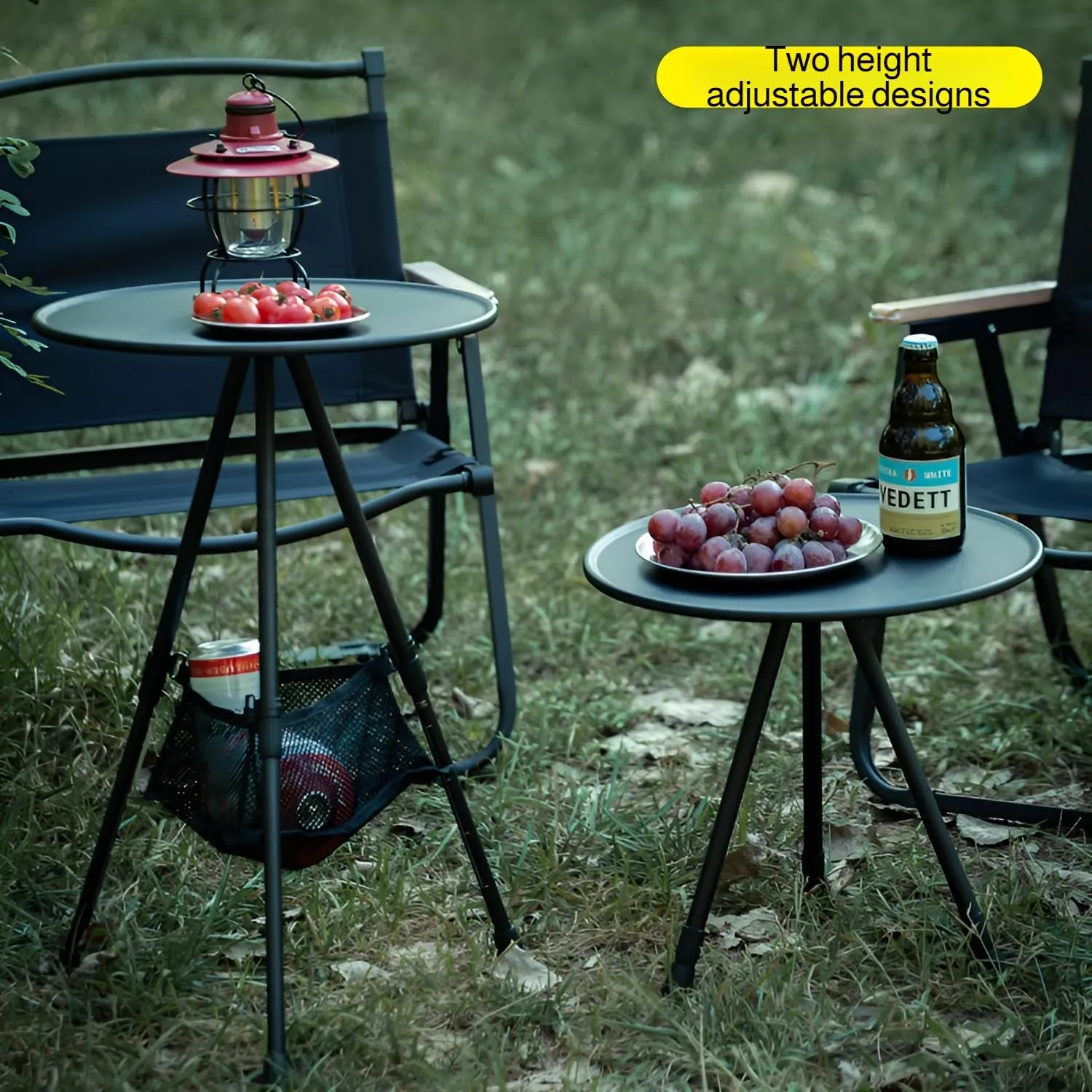 lilaBelle]【Upgraded Stability Outdoor Folding Table, Lightweight Adjustable Camp Desk for Camping Gear, Portable Round Table with Non-Slip Surface, Easy Setup for Family, Beach, Garden